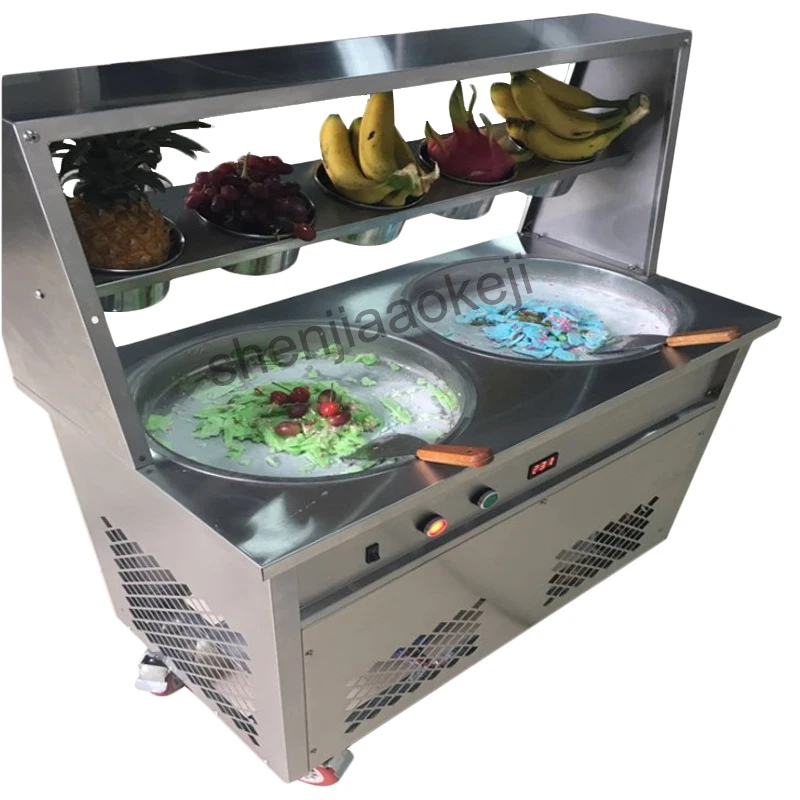 1pc Stainless Steel Double pan Fried Ice Cream Maker Fried yogurt machine fry ice cream roll machine 220v/110V