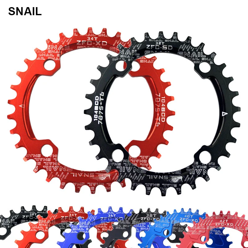 SNAIL 104bcd 32T 34T 36T 38T 40T 42T MTB Bike Chainring Narrow Wide Chainwheel