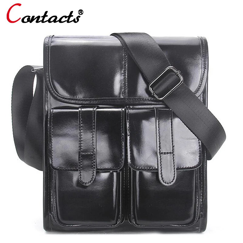 

CONTACT'S genuine leather men messenger bags large capacity briefcases shoulder crossbody bag famous brands business designer