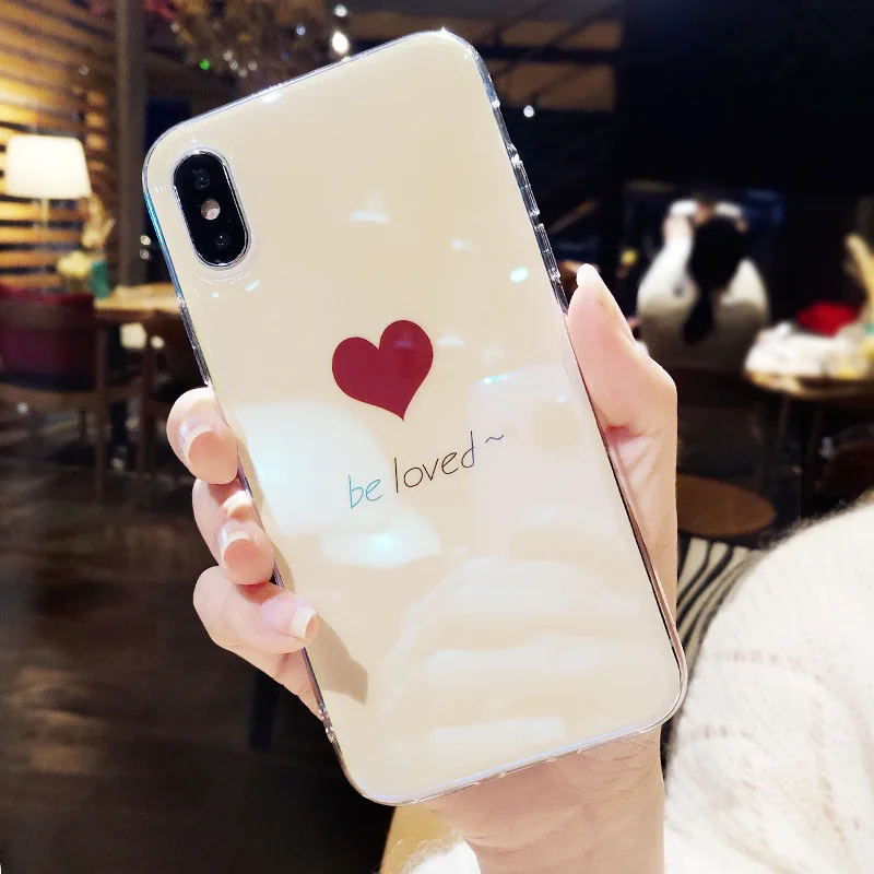 Fille CHAOLIDA Grosir TPU Lembut Handphone untuk Iphone X 6 6 s 6 Ditambah 7 7 Ditambah 8 8 Ditambah Merah Hati Ponsel Kembali Covers untuk pecinta
