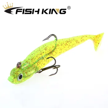 

FISH KING 80mm/9g 100mm/21.5g Soft Lure Jig Wobblers Silicone Fishing Lure With Treble Hook Lead Head Bass Shad pike Zander