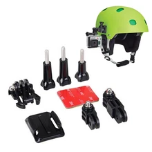 Helmet Side Mount Kits 3 Way Adjustable Pivot Arms + Flat Base + Curved Mount + 3M Adhesive for Go pro Gopro Hero 4 3+ 3 2 SJCAM