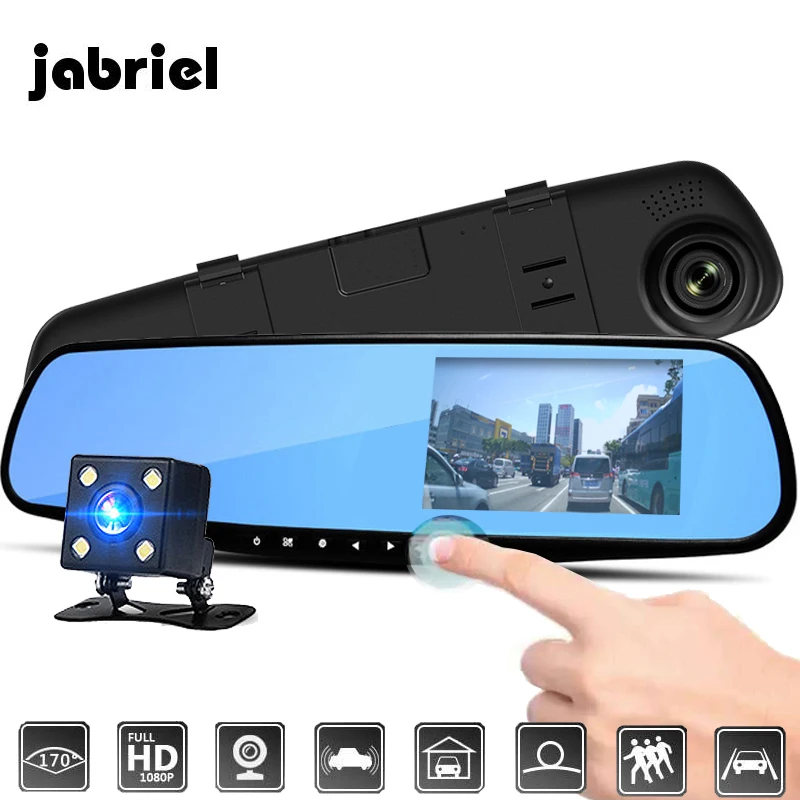 Автомобильный видеорегистратор Jabriel 4 3 дюйма с двумя объективами камерой