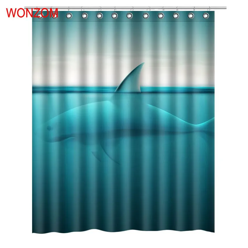

WONZOM Dangerous Shark Shower Curtains with 12 Hooks For Bathroom Decor Modern Bath Waterproof Curtain Bathroom Accessories