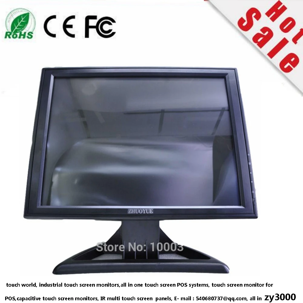 Гарантия 1 год 17 дюймов lcd TFT 4:3 1024*768 VGA DVI dc12v вход 4/5 провод USB RS232 резистивный сенсорный экран для pos-терминала