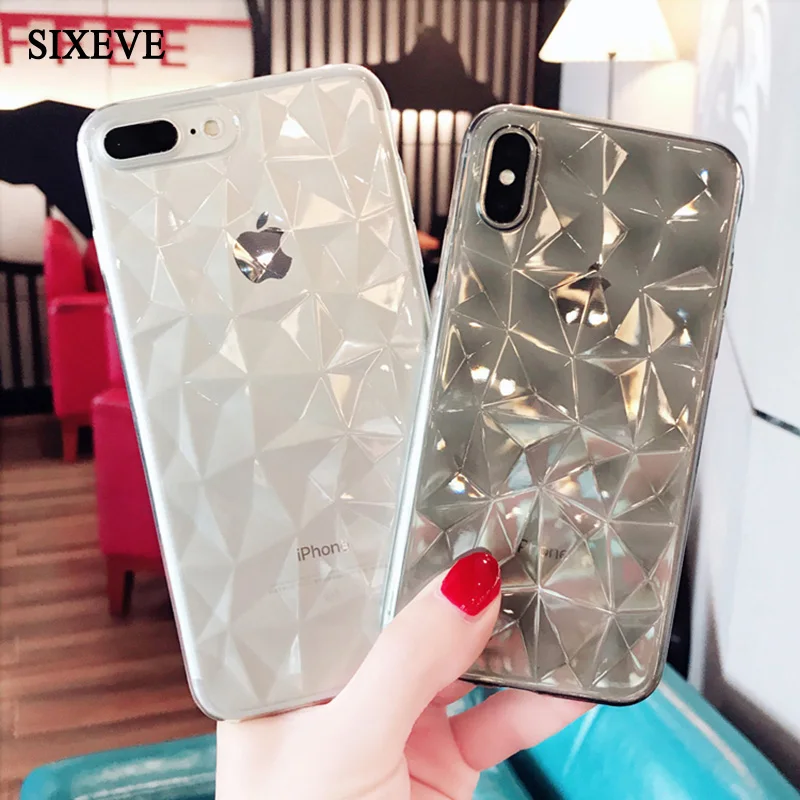 

SIXEVE Fashion Phone Case For iPhone 6S 6 Plus 5 5S SE 3D Diamond Style Silicone Cover Cases For iPhone X 8 7 6Plus 8Plus 7Plus