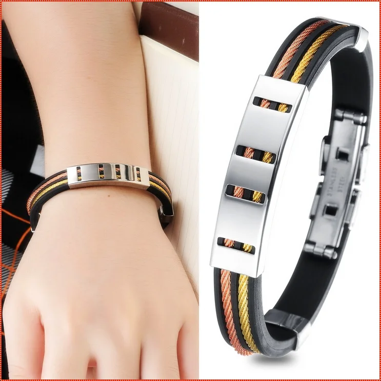 Black Bracelet Men,Cool Boy Gift Love Titanium Bracelets Bangles,Charm