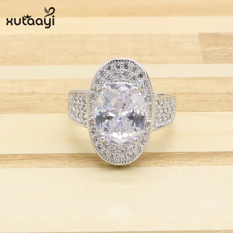 

2019 Xutaayi Fashion 925 Logo Silver Rings For Women Creative Full Zircon Rhinestone Wedding Rings Party Jewelry