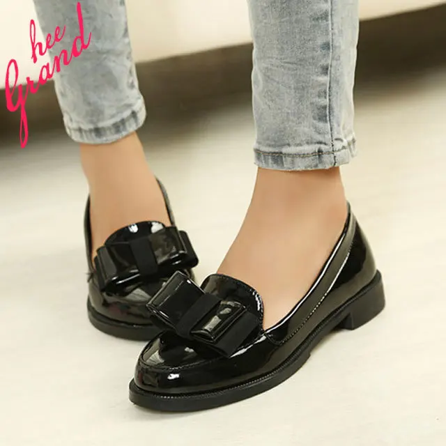 2015 nueva primavera cómoda charol para mujer del arco de moda zapatos  negro blanco rojo mujer planos ocasionales Sapatos Femininos _ - AliExpress  Mobile