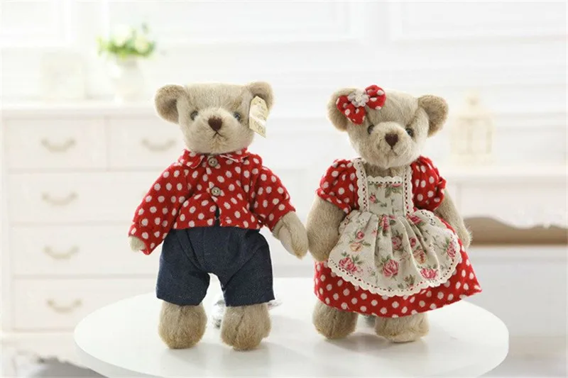 Роскошный классический плюшевый мишка, плюшевые игрушки, высокое качество, милая пара, медведь, Peluche, куклы, подарок на день Святого Валентина, 35 см, 1 пара