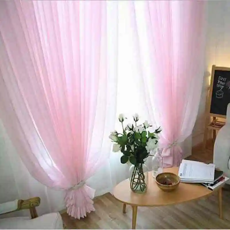 

Hot Sale Modern Pure Solid Color Bay Window Sheer Curtain Tulle Voile for Home Hotel Living Room Bedroom 12 Colors Options