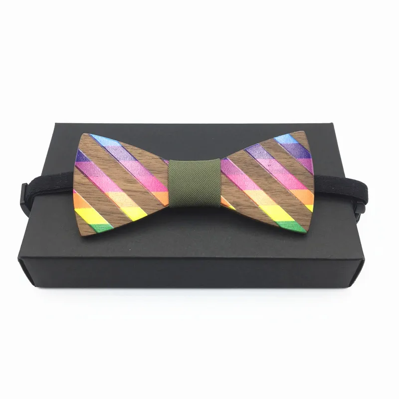 Классический полые Радуга дерева лук Галстуки для мужские Нарядные Костюмы для свадьбы деревянный галстук-бабочка Форма Bowknots Gravatas тонкий галстук Радуга