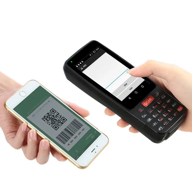 المحمولة الروبوت المحمول باليد الطرفية مع الطابعة 2d qr قارئ دعم 4 جرام netwrok و بلوتوث wifi gps nfc