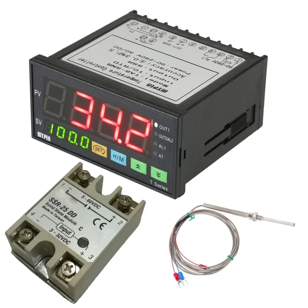 K Sensor Dual Digital F/C Temperature Controller Thermostat TA7-SNR 25A SSR 