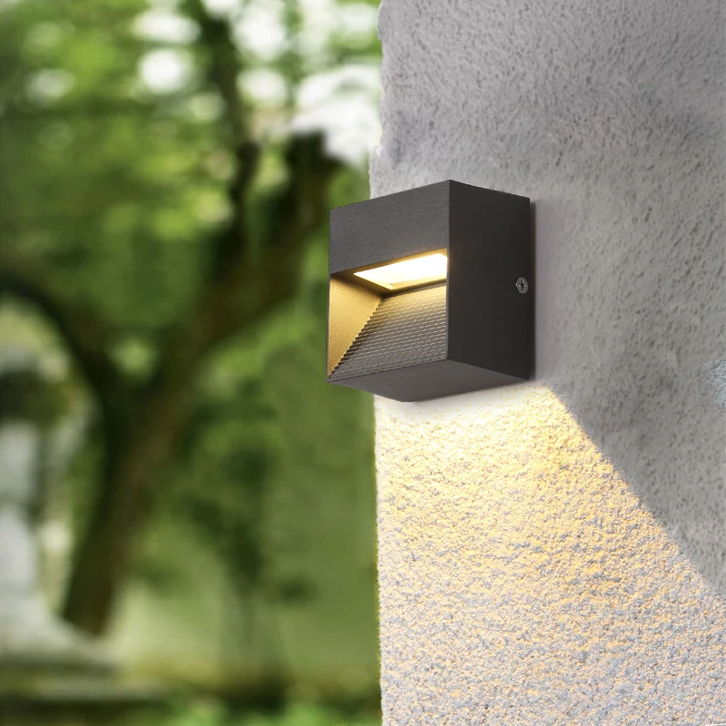 3W LED COB Wall Light Fixture Outdoor Corner Lamp Waterproof Step Stair Gate Walkway Garden Yard Aluminum Iron Black Finish