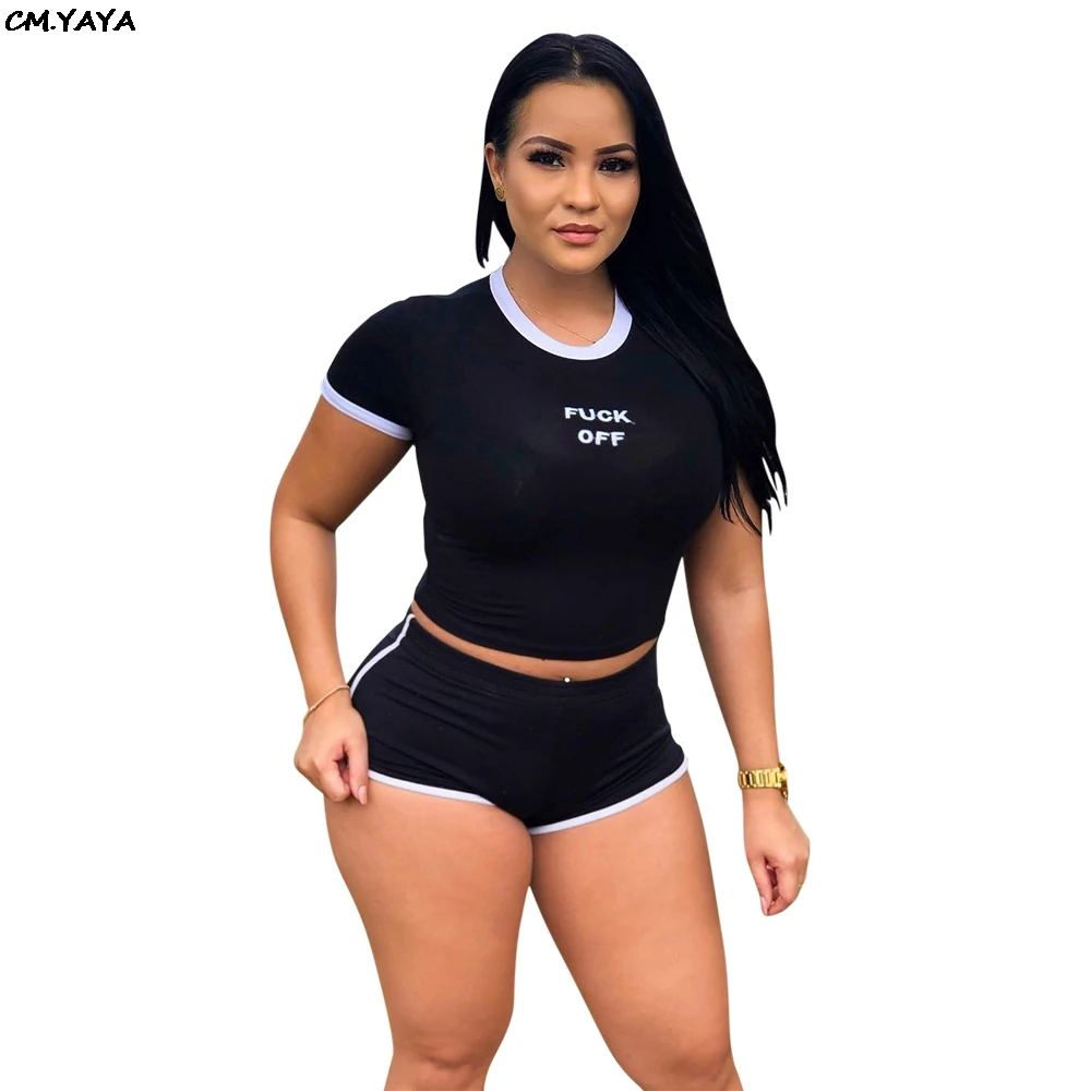 

2019 women new summer letter print o-neck short sleeve tee top & shorts suit two piece set sporting tracksuit outfit GLL009