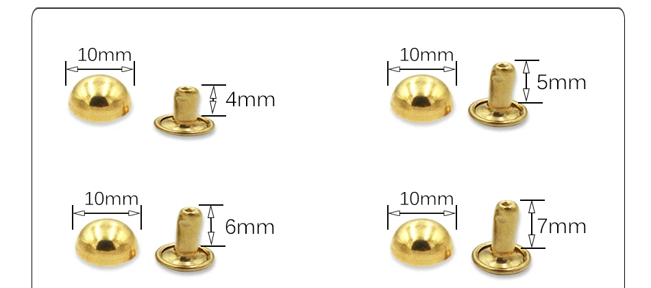 10 шт. Чистый медный круглый двойной колпачок запонка заклепка клепки Металлический Шип рок кожевенное ремесло сумка для обуви ремень одежды браслет