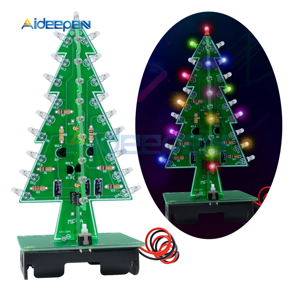 

2Pcs Three-Dimensional 3D Christmas Tree LED DIY Kit 7 Colors LED Flash Circuit Kit Electronic Fun Suite Christmas Gift