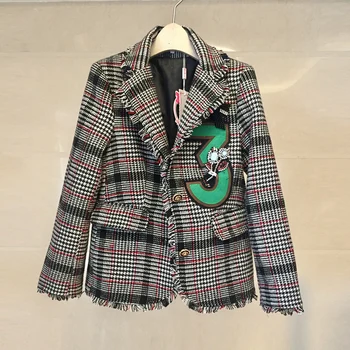 

Luxury Brand Blazers 2018 Winter Business Jacket Women Tassel Beading Suit Coat Diamond-encrusted Digital Applique Blazers Coats