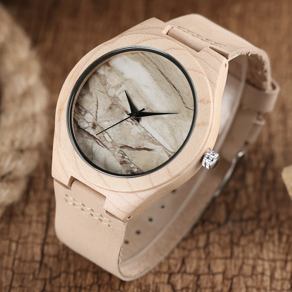 Marble Pattern Face Art Wooden Watch Minimalist Analog Style Natural Bamboo Clock Men and Women Quartz Sport Reloj de madera NEW 2017 (8)