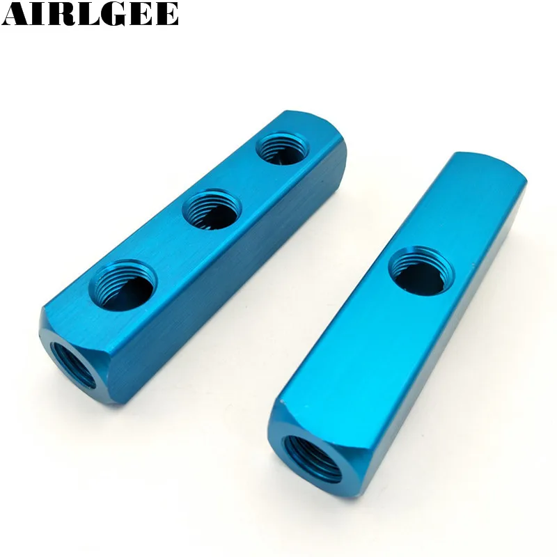 2 Pcs Pneumatic 3 Way 6 Ports Aluminum Air Manifold Block Splitter Free