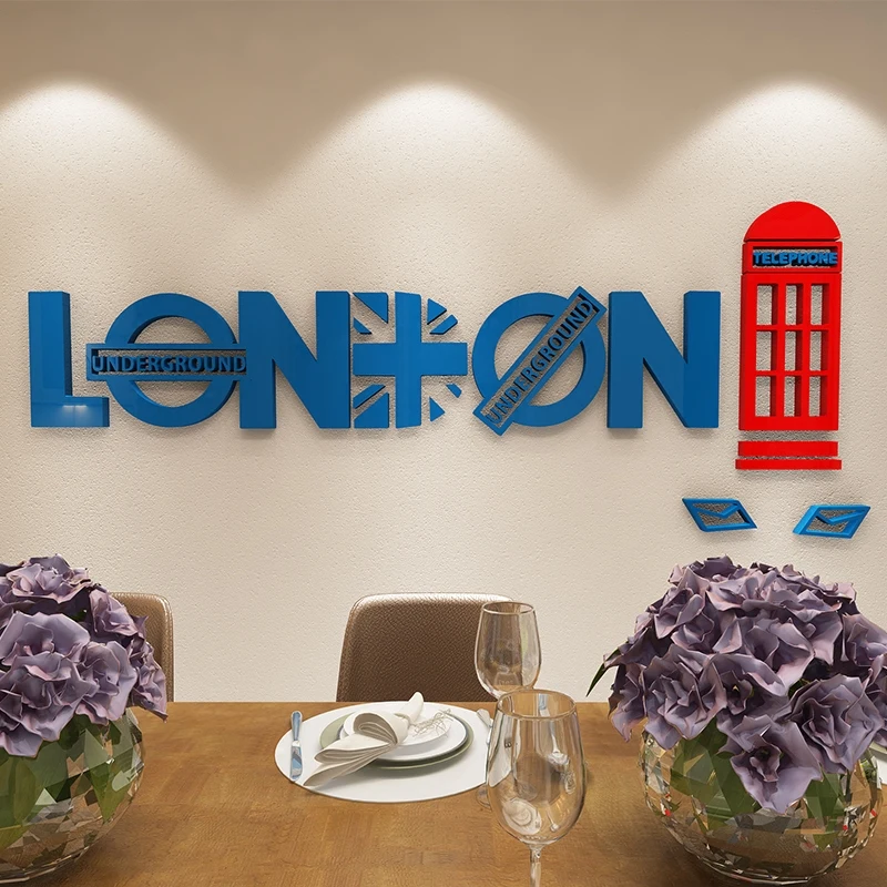 Креативная английская лондонская телефонная будка 3D акриловая Настенная Наклейка для гостиной диван фон настенная декоративная настенная наклейка