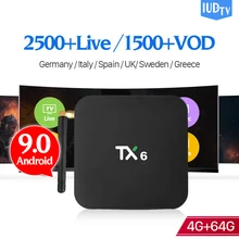 TX6 1 Year IPTV Android 9.0 Box IUDTV Sweden Spain 4+64G BT5.0 USB3.0 Dual-Band WIFI Full HD IP TV 1 Year Italy German Receiver TX6 1 Year IPTV Android 9.0 Box IUDTV Sweden Spain 4+64G BT5.0 USB3.0 Dual-Band WIFI Full HD IP TV 1 Year Italy German Receiver