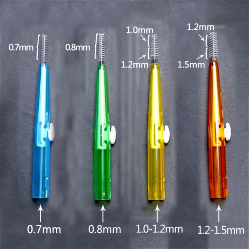 

60 pcs/pack Push-Pull Interdental Brush 0.6-1.5mm Soft Slim Dental Floss Toothbrush Orthodontic Wire Brush Oral Care Toothpick