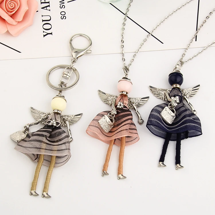 Lovely-Doll-Necklace-Pendants-Korea-Fashion-Dress-Angel-Doll-KeyChains-Jewelry-Women-Girl-Styles-Accessories-Gifts_
