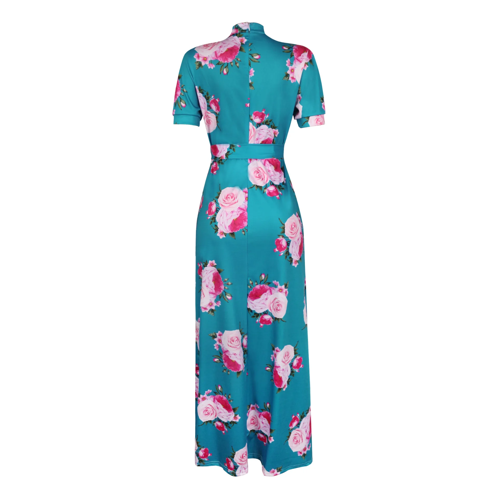 Весенне-Летнее Длинное женское платье с коротким рукавом с цветочным принтом винтажное платье 5XL размера плюс с поясом с большим подолом