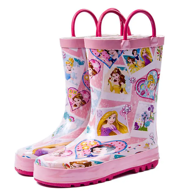 2019 New Disney Handkerchief Pink Girls Princess Children Rain boots Water shoes Overshoes Parentin