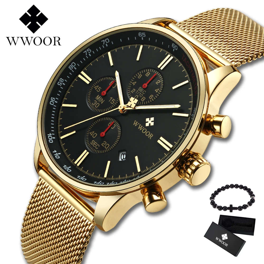 

2019 Men Watches Top Brand Luxury WWOOR Chronograph Military Analog Sport Quartz Watch Men's Wristwatch Relogio Masculino Clock