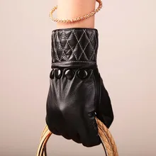 Элегантные женские перчатки из натуральной кожи с пуговицей на манжете