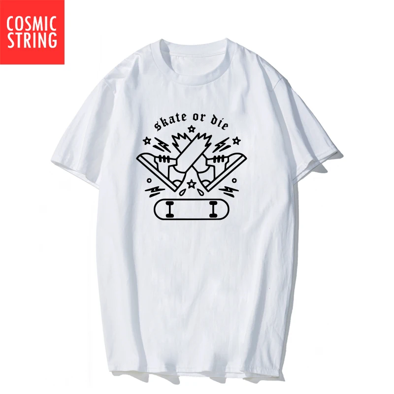 

COSMIC STRING loose summer skate print men T shirt casual short sleeve men tshirt o-neck t-shirt mens tee shirts