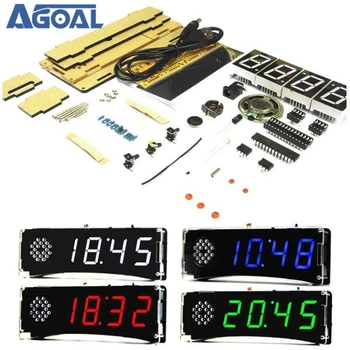 

5V Voice Version DIY Electronic Clock Kit 51 SCM Digital LED Clock Set With Acrylic Shell Light Control Temperature Display Temp