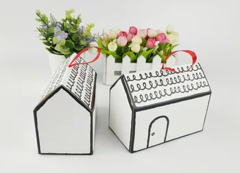 

Small house box nougat biscuit candy box full moon gift wedding wedding candy gift box baking packaging