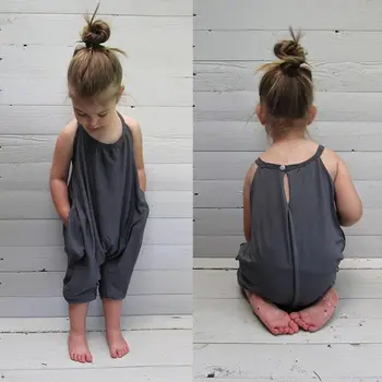 

Toddler Kids Baby Girls Self-tie Strap Sleeveless Romper Jumpsuit Harem Pants Trousers Clothes Romper Outfits