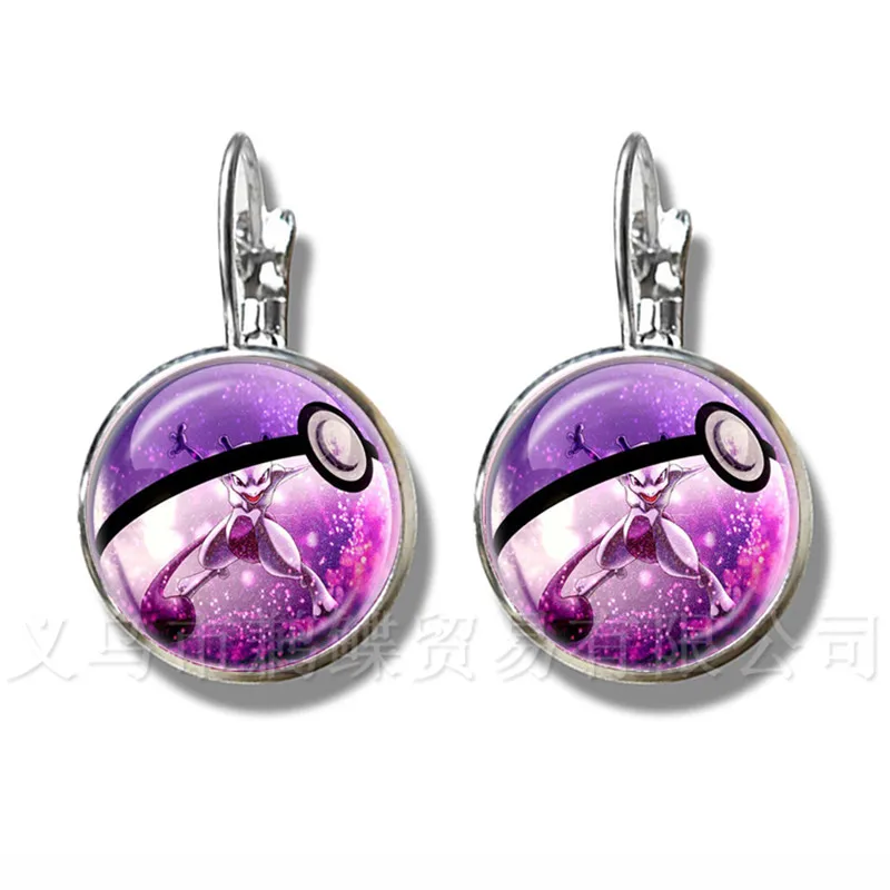 Модные круглые стеклянные кабошон Pokemon Go Pokeball серьги для женщин милые трендовые
