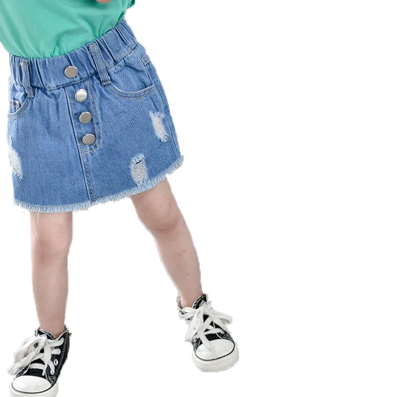 Милые джинсовые юбки для маленьких девочек; летние детские джинсовые юбки-брюки; джинсы с дырками на пуговицах; Одежда для маленьких девочек; одежда для детей