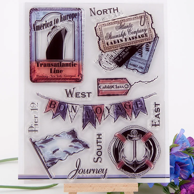 scrapbook travel design clear stamp 14CM*18CM 12pcs/set ACRYLIC clear