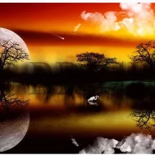 Другой размер на заказ картина из бисера, пейзаж закат пейзаж алмазной живописью деревня Алмазная вышивка пейзаж дерево