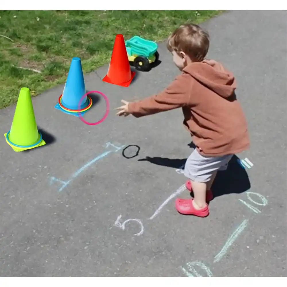 OurWarm Child Parties Games 26pcs Plastic Cones Ring Bean Bag Toss