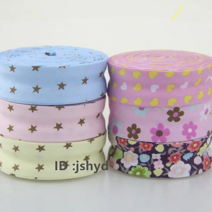 

100% Cotton Bias Binding Tape Folded Trim Ribbon 25mm,1" 10meter printed Star Stripe DIY Sewing Accessories Various Colour