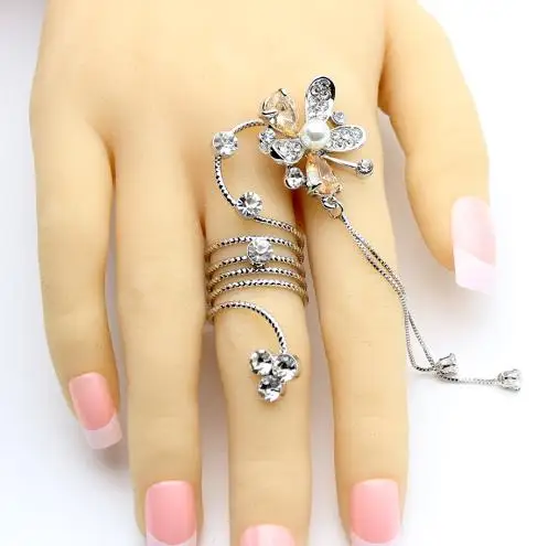 Великолепное Фирменное дизайнерское свадебное кольцо для женщин, Кристальные ювелирные изделия с кистями, весенние кольца, имитация жемчуга, свадебное банкетное круглое кольцо - Цвет основного камня: Platinum342champagne