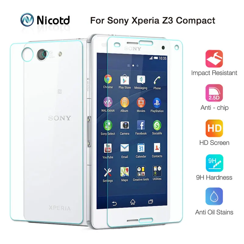 2 шт./лот защитная пленка из закаленного стекла для sony Xperia Z3 Mini Z3 Compact D5803 D5833 9H 2.5D