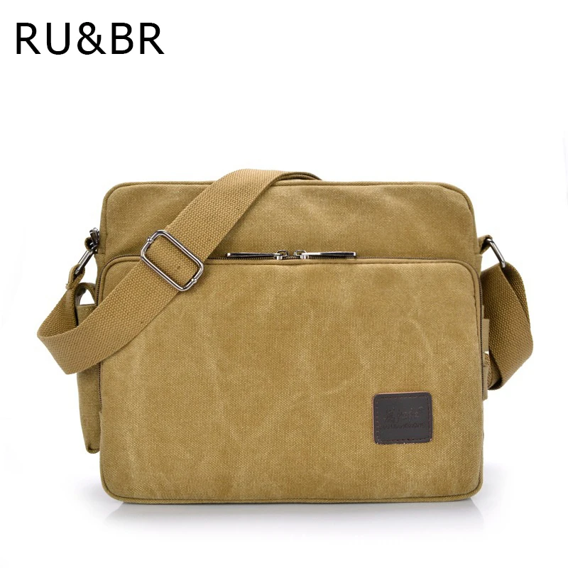 

RU&BR New Fashion Canvas Bags Men's Business Casual Messenger Bags Top Quality Vintage Shoulder Bag Men's Crossbody Handbags