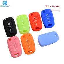 OkeyTech 3 кнопки силиконовый чехол для Kia K2 K5 Sorento Sportage для hyundai Avante I30 IX35 Складной Корпус Ключа мягкий резиновый Чехол
