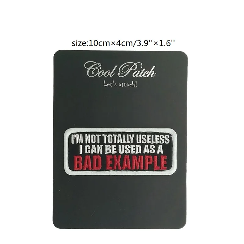 

I'm not totally useless bad example BIKER VEST PATCHES Iron On Embroidered MC Clothing Badge Tumblr Saying Funny Slogan