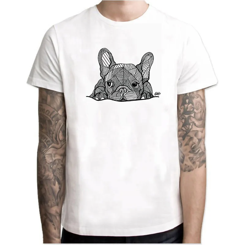 

French Bulldog Puppy Vogue Vitage Harajuku Fashion Funny Tumblr T Shirts Cotton O-Neck Men's White Shirt Aesthetic Clothes