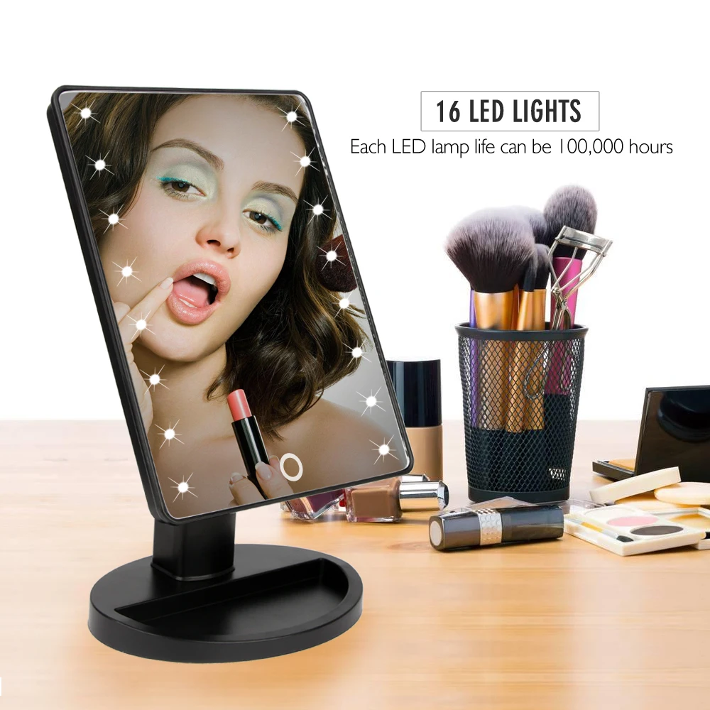 LED Touch Screen Bathroom Mirror Lights Professional Vanity Mirror Luminous Beauty Cosmetic Lamp 16/22 LED Adjustable Support
